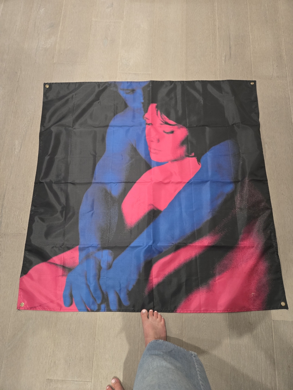 TV GIRL - WHO REALLY CARES album Art - Wall Tapestry in Black, Blue & Pink